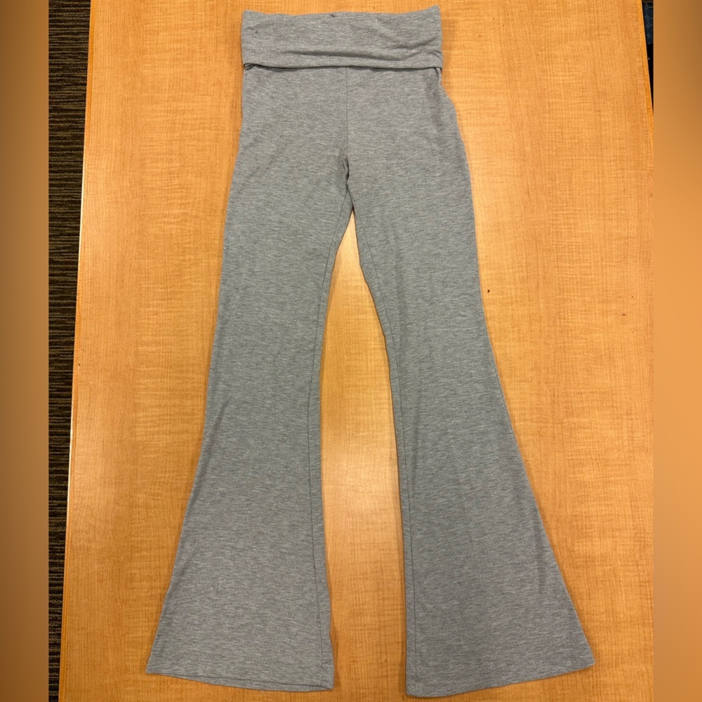Gray fold over flare pants